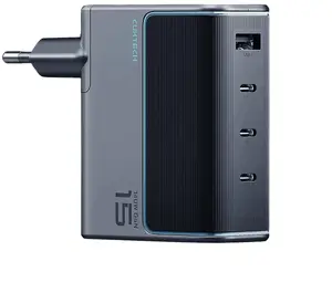 Cuktech AD1404UEU Wall Charger 140W GaN with 3x USB-C and USB-A Ports and USB-C Cable Grey
