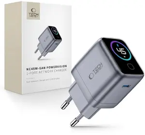 Tīkla lādētājs Tech-Protect PowerVision NC45W-GaN USB-C PowerNeed 45W Dark Grey Power Delivery