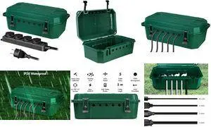 LogiLink LPS284 Outdoor Power Distribution Box with 4-Way Outlet Strip IP54 Green