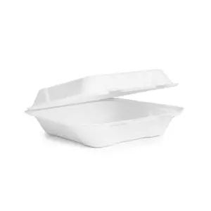Mixpack 3-Compartment Food Container for Hot and Cold Dishes 23.5x23.5 cm White Bagasse Sugarcane