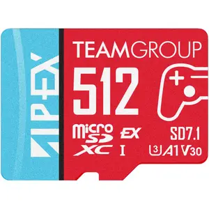 Team Group APEX SD7.1 512GB microSDXC Memory Card MicroSD Express V30 4K Read 800 MB/s Write 700 MB/s Red and Blue