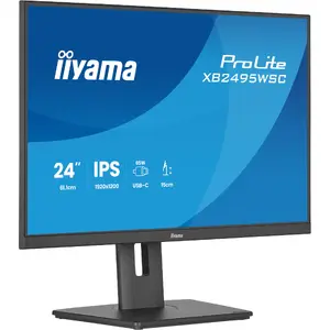 Iiyama ProLite XB2495WSC-B1 Monitors 24 collas WUXGA IPS 100Hz HDMI USB-C centrmezgls skaļruņi ergonomisks statīvs
