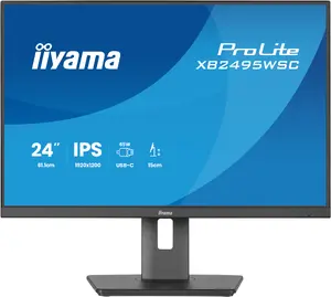 Datora monitors iiyama ProLite XB2495WSC-B1 24.1 collas WUXGA 1920 x 1200 pikseļi IPS LED 100Hz 4ms HDMI USB-C USB centrmezgls melns