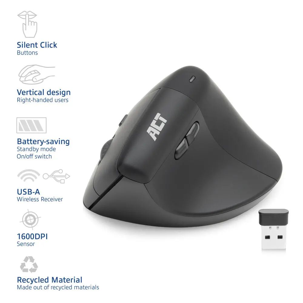ACT AC5102 Ergonomic Wireless Mouse Photo 2