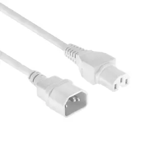 ACT AK5388 Powercord IEC C14 to IEC C15 White 1.5 m 250V 10A