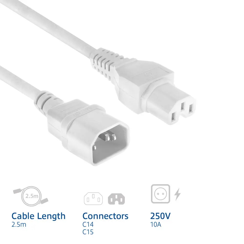 ACT Power Cord C14 to C15 White 2.5 m Photo 2