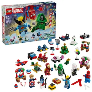 LEGO Marvel Adventes kalendārs 2026. gadam 76340 Būvēšanas rotaļlietu komplekts ar supervaroņu minifigūrām un aksesuāriem