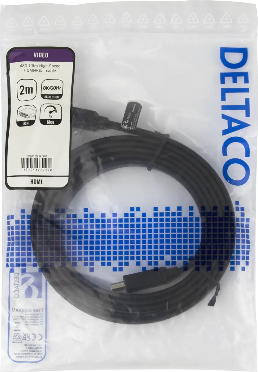 Кабель HDMI DELTACO HU-20-FLAT Photo 3