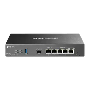 TP-Link Omada Gigabit VPN Router with 5 Gigabit Ethernet ports, 1 SFP slot, 512 MB DDR4 internal memory, and 50 VPN tunnels