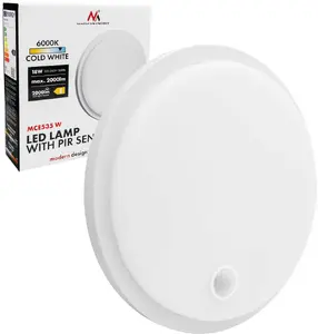 MACLEAN MCE535 W LED Floodlight with PIR Motion Sensor White 10W/15W/18W IP65 Adjustable Color Temperature 3000K/4000K/6000K