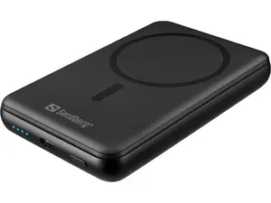 Sandberg SemiSolidState Magnet Powerbank 10000 mAh 3.7 V Black with Wireless Charging and Dual USB Type-C Ports