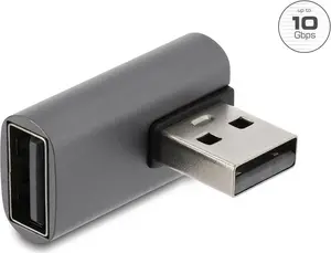 Адаптер Delock USB 10 Гбит/с Type-A штекер на Type-A гнездо левый угол алюминиевый корпус