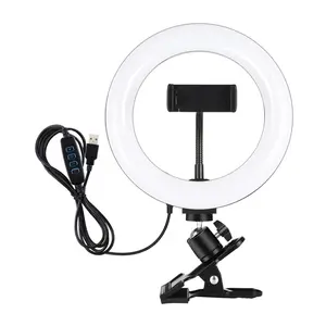 Puluz 20 cm Ring Light for Vlogging with Monitor Clip Phone Holder and Color Temperature Adjustment Black PKT3120B