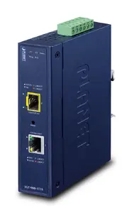 PLANET Industrial Network Media Converter 1-Port SFP RJ-45 IP30 Aluminum DIN Rail Mounting Jumbo Frames Support