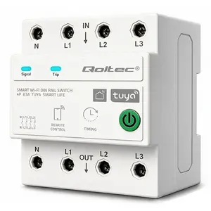 QOLTEC Three Phase 63A Relay for DIN Rail 3P+N with Timer
