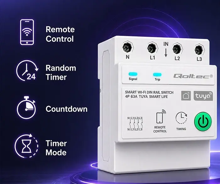 QOLTEC Three Phase 63A Relay 3P+N Timer Photo 7