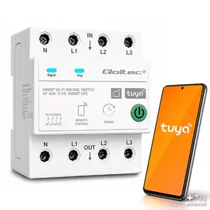 QOLTEC Three Phase 63A Relay for DIN Rail 3P+N with Timer