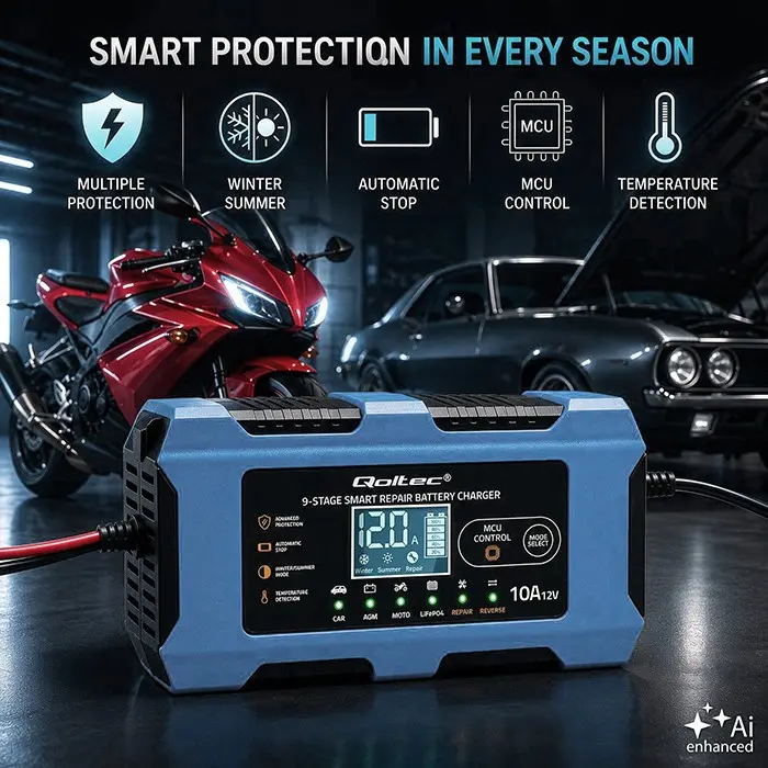 QOLTEC 52668 12V 10A akumulatoru lādētājs Photo 4