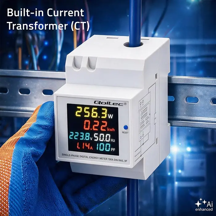 QOLTEC Single Phase Energy Meter 100A Photo 3