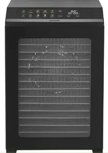 Pārtikas dehydrators Sencor SFD8300BK ar 16 nerūsējošā tērauda paplātēm, krāsu skārienjutīgu LCD displeju, 10 programmām un horizontālu gaisa plūsmu