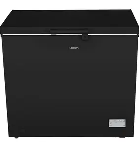 Chest freezer MPM MPM-206-SK-18 with 198 L capacity, inverter compressor, electronic control, LED illumination, and quick freezing function in black