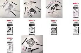 uni-ball Линер PIN Manga Josei Набор из 5 штук Водостойкие пигментированные чернила Металлический наконечник