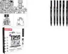 uni-ball Финлайнер PIN TOKYO Креативный набор 6 штук Водостойкие пигментированные чернила