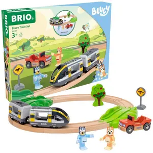 Ravensburger World - Bluey train set - German Edition koka vilciena komplekts ar sliedēm, 15 detaļas, no 3 gadu vecuma