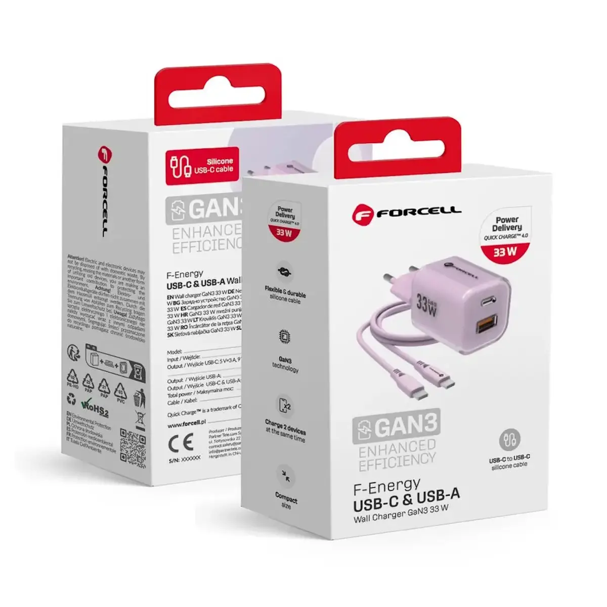 FORCELL VT-41 F-Energy GaN III lādētājs 33W Purpura Photo 2