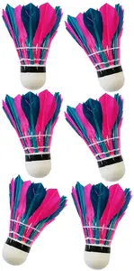Kubisport Feather Badminton Shuttlecocks Set 6 Pieces Colorful