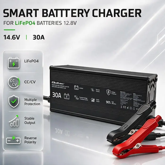 Qoltec 52672 LiFePO4 Battery Charger 12.8V 30A 438W Photo 4