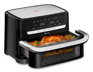 Tefal Dual Easy Fry Flex EY9228 9 L Stand-alone 2700 W Hot air fryer Black, Stainless steel