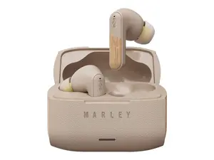 The House Of Marley Trenchtown Wireless Earbuds with Bluetooth, Active Noise Cancelling, Built-in Microphone, IPX5 Water Resistance and Cream Finish