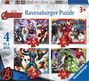 Ravensburger Avengers 4-in-1 puzles komplekts ar 12, 16, 20 un 24 elementiem