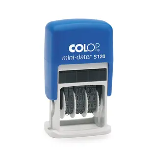 COLOP Mini-Dater S120 D16 Self-Inking Date Stamp with ISO Standard YYYY-MM-DD Format Blue Casing and Blue Ink Pad