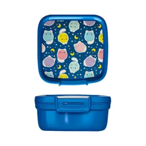 Curver Snap Box Pārtikas uzglabāšanas konteiners kvadrātveida 0.9L zils kawaii plastmasas ar blīvēm un klipšiem