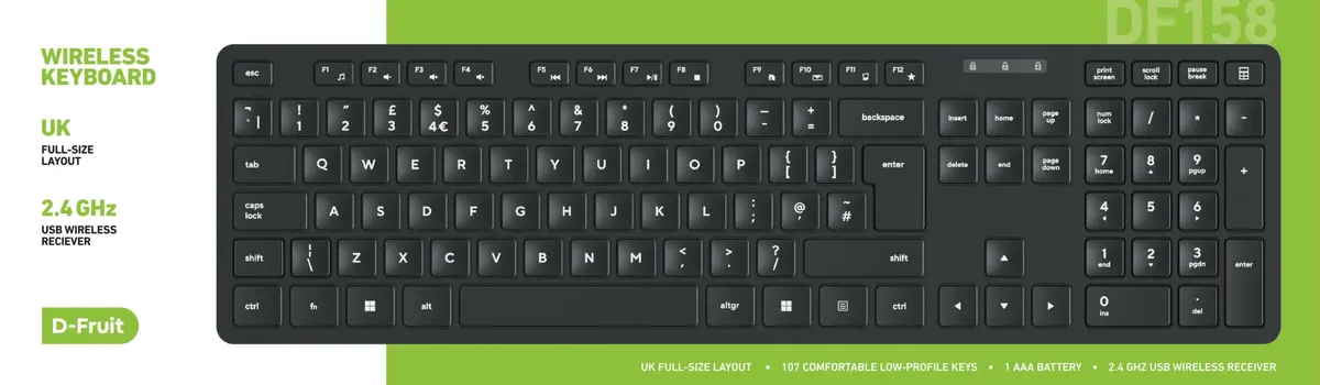 D-Fruit bezvadu tastatūra DF158 UK Photo 2