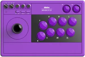 8BitDo Arcade Stick 2.4G Purple Wireless Joystick for PC and Nintendo Switch with Bluetooth and USB Connectivity