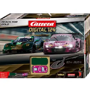CARRERA DIGITAL 124 Reach for Gold Трек для гонок 8 м Масштаб 1:24 с беспроводными пультами Porsche 911 GT3 R и Audi R8 LMS GT3 evo II