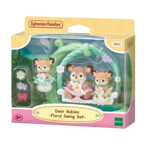 Epoch Sylvanian Families Deer Babies with Flower Swing Playset Doll, Recommended age min 3 yr