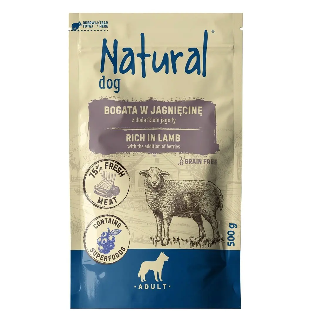 Mitrā suņu barība Natural jērs ar