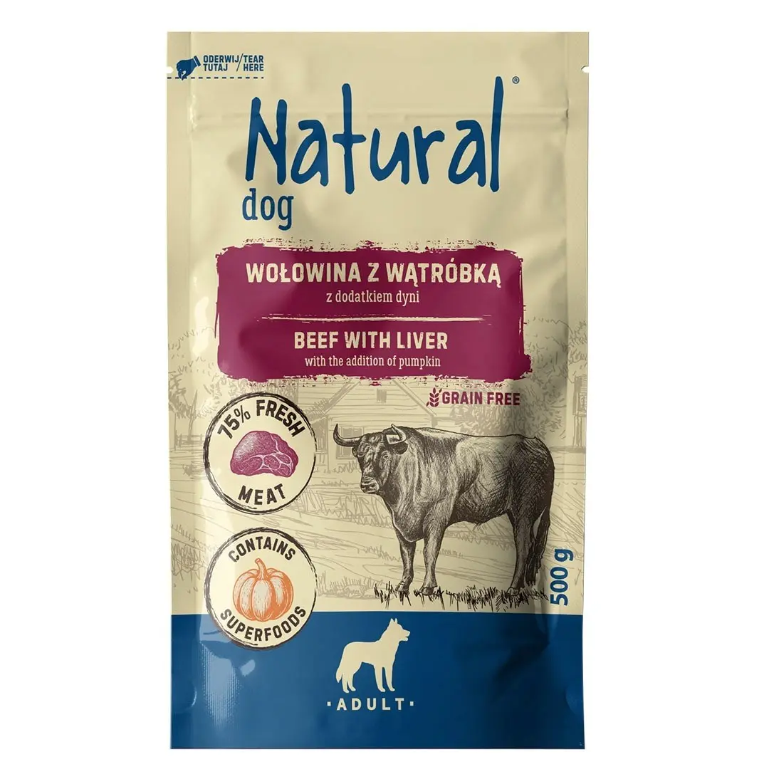 Mitrā suņu barība Natural liellopu gaļa