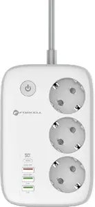 Сетевой фильтр Forcell F-Energy с 3 розетками Schuko, 1x USB-C 30W, 3x USB-A QC3.0 PD, Wi-Fi Tuya, 2500W, 10A