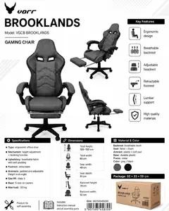 Игровое кресло Varr Brooklands с подставкой для ног и двумя подушками