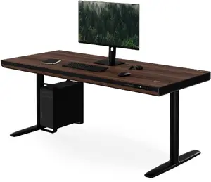 Jan Nowak ELLIS Elektriskais sēžams-stāvs rakstāmgalds ar atvilktni un bezvadu lādētāju melns un riekstkoks 1600 mm