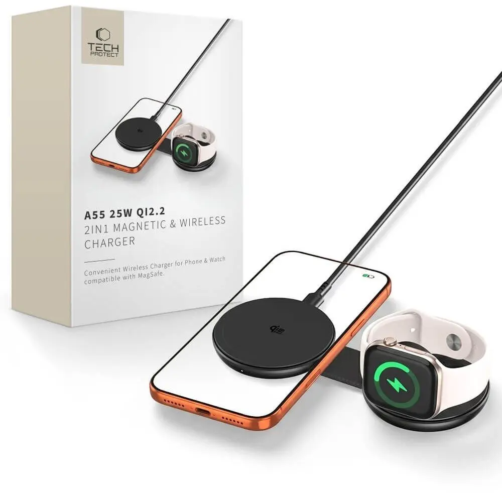 Bezvadu lādētājs Tech-Protect A55 2in1 Magnetic