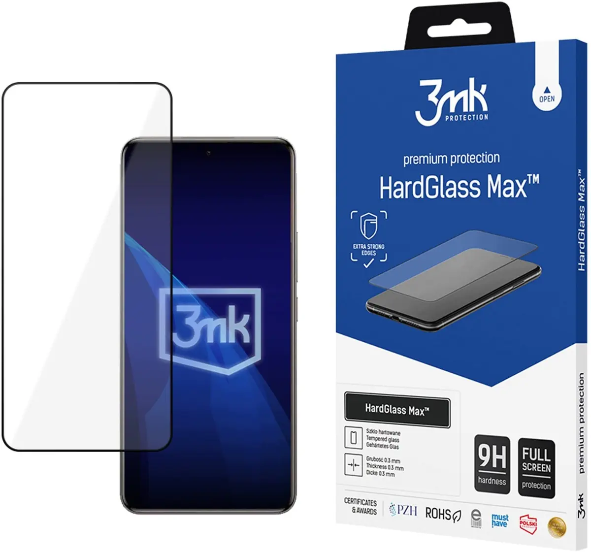 3MK ekrāna aizsargstikls HardGlass Max Black