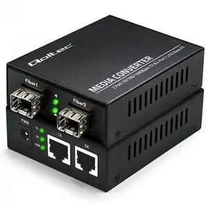 Qoltec Divvirzienu multivides pārveidotājs nevadāms komutators ar 2x RJ45 un 2x SFP pieslēgvietām, 1000Mb/s ātrumu un 5V barošanu