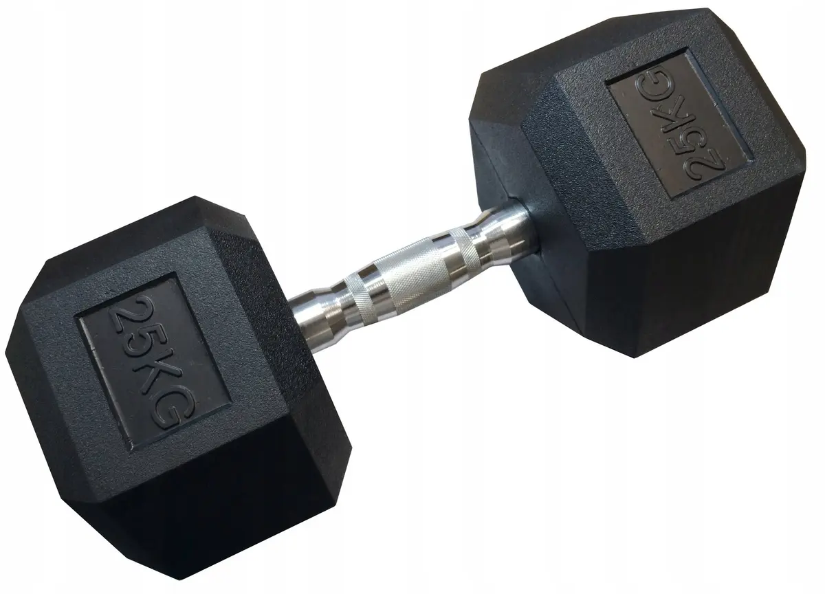Kubisport 25 kg Sešstūra gumijots hantele