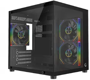 RAMPAGE LUMID M-ATX PC Case Black with 3 ARGB Fans